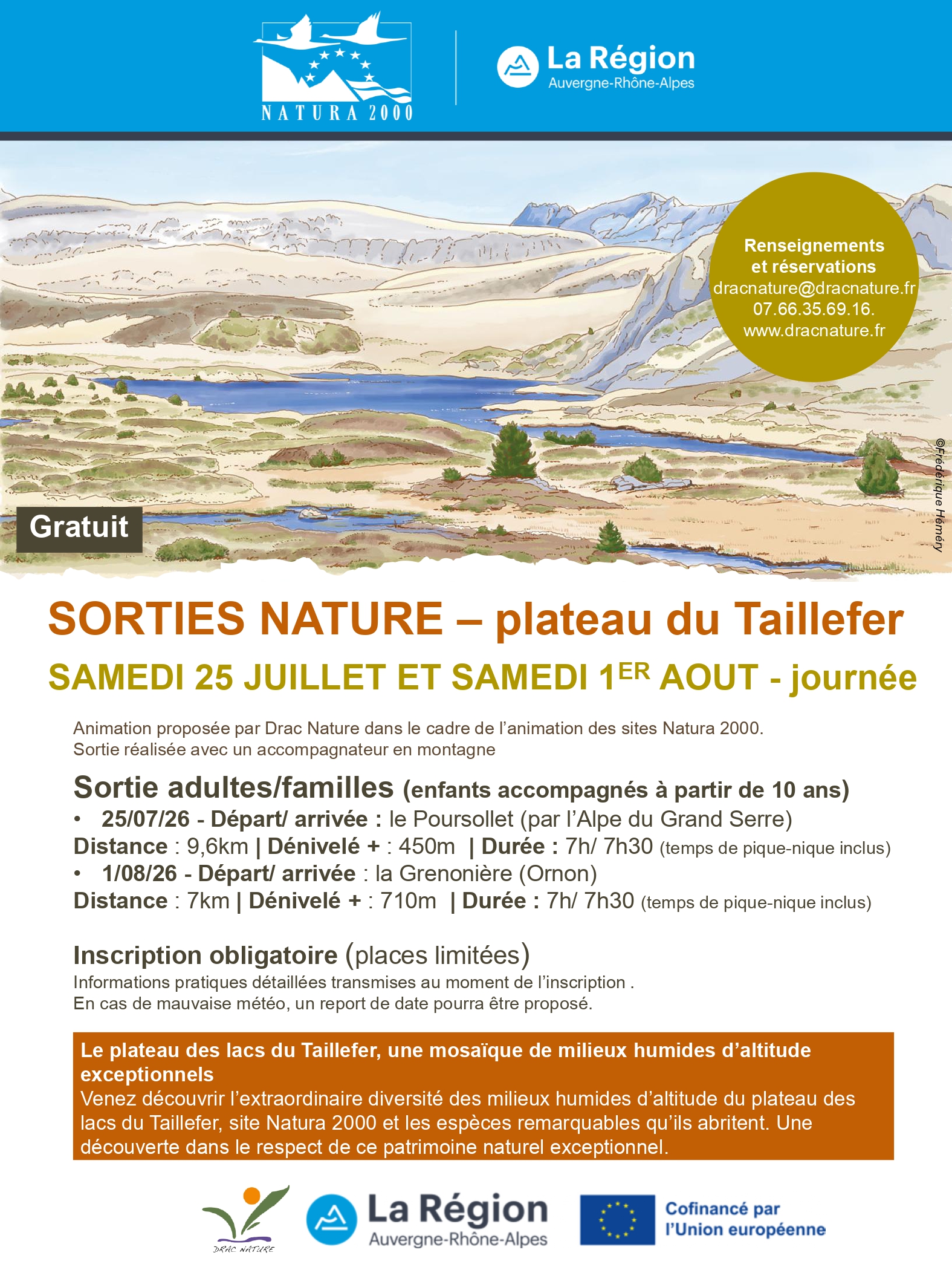 SORTIE NATURE : « Le plateau des lacs du Taillefer, une mosaïque de milieux humides d’altitude exceptionnels »_La Morte