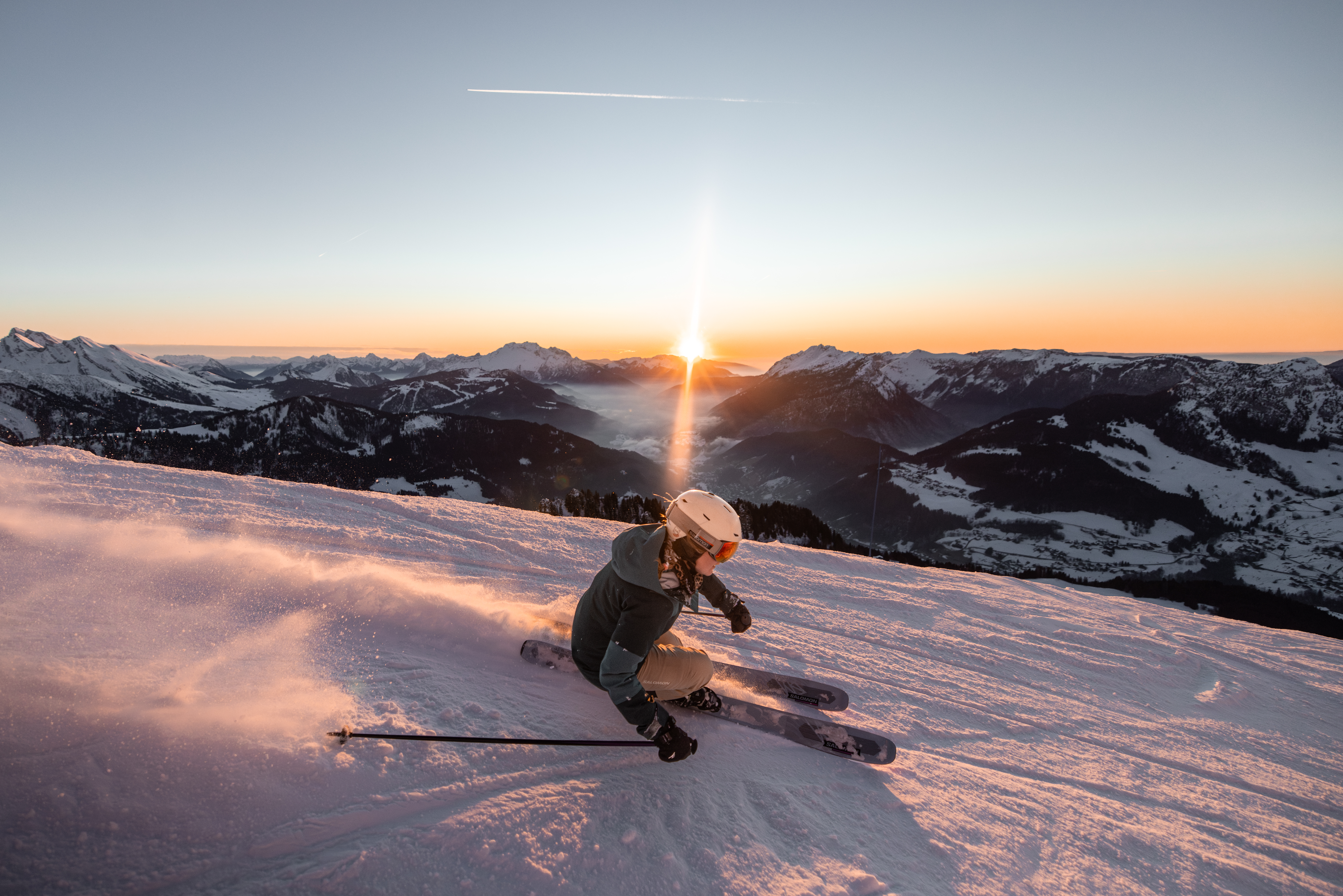 Ski coucher de soleil